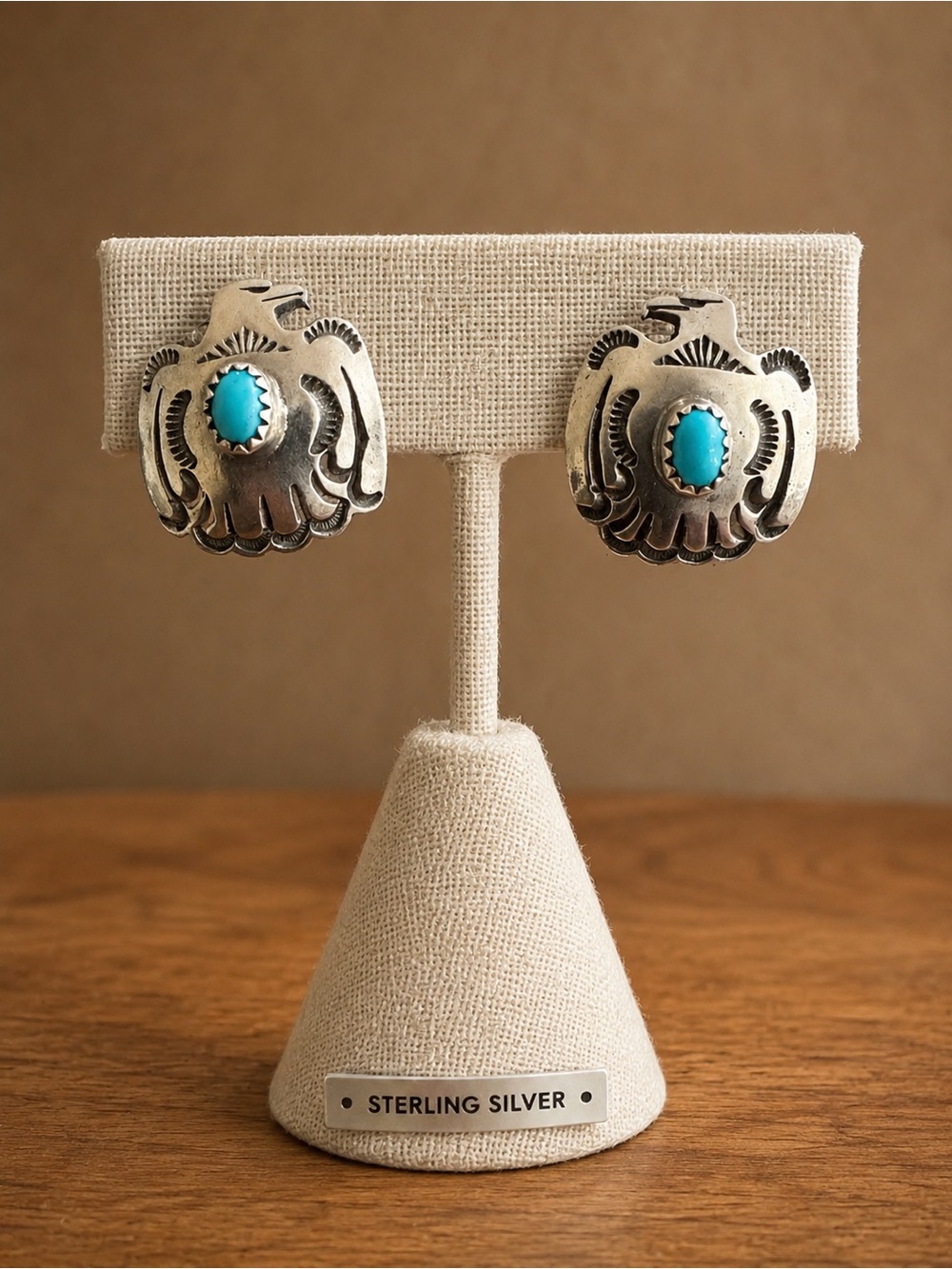 Thunderbird Stud earrings.  Signed by Navajo artist Jerold Joe  Handmade